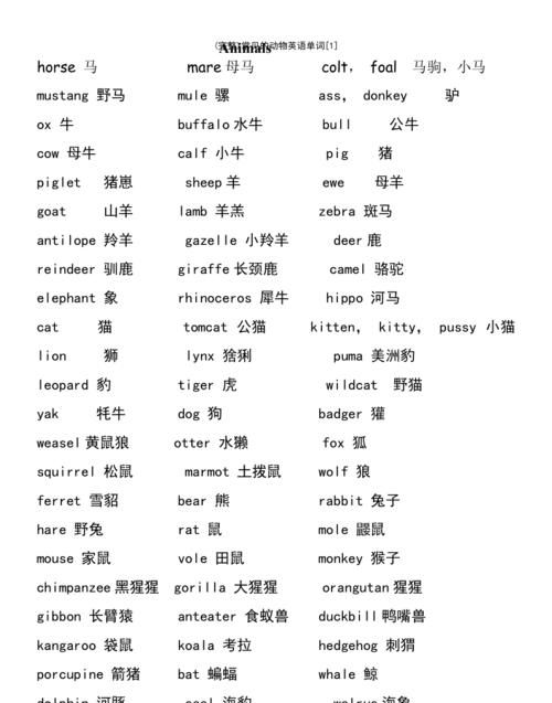 50个动物英语单词听读
,所有动物的英语单词图1