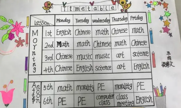 用英语制作心目中的课程表
,用英文为自己设计一个理想的课程表图3