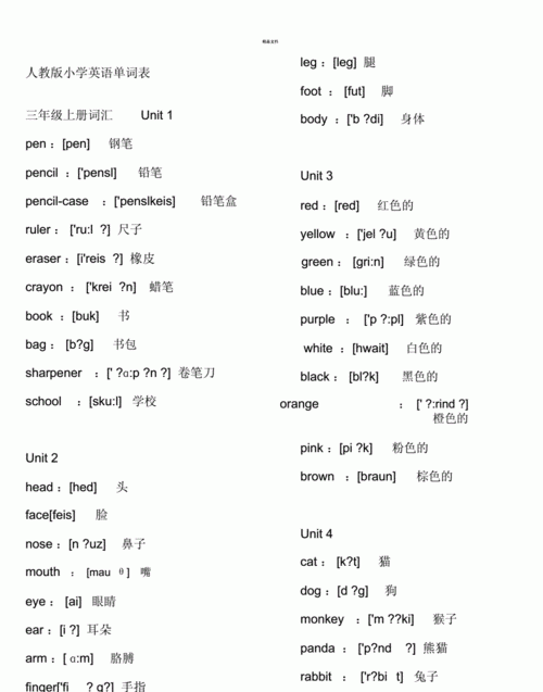 3到6年级单词表打印版
,小学英语3~6年级的单词词汇表图3