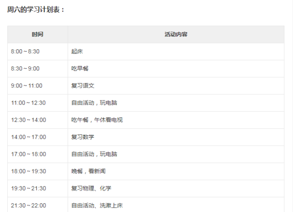 假期时间表周一到周日怎么做
,初中的时间作息表图2