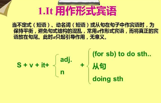 it作形式宾语的常见例句
,形式宾语it的句型例句图2