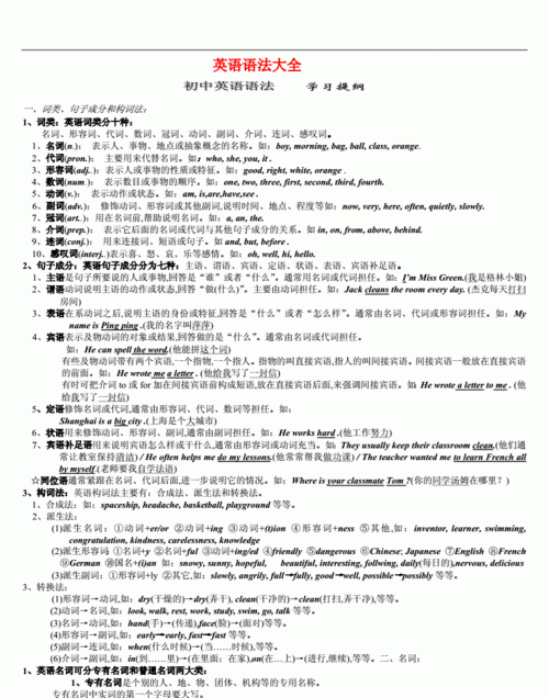 初中英语语法重点知识大全
,初中英语语法易错知识点总结图3