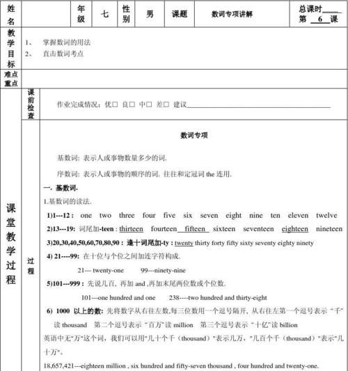 初中英语数词教学教案
,英语基数词和序数词1到100图4