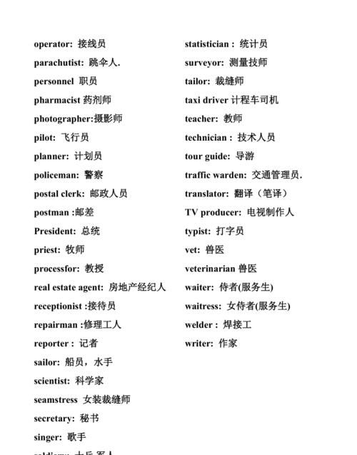 3～6年级关于职业的单词
,关于职业的英语单词有哪些?图3