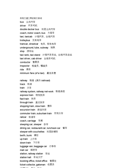 3到6年级交通工具的英语单词
,所有交通工具的英文单词图1