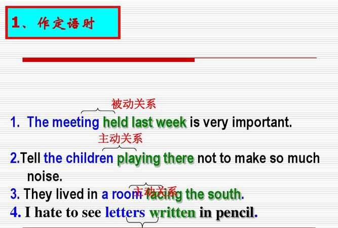 单独的过去分词表示被动
,...be加过去分词可以表示被动 单独的过去分词放在名词后边也可以表示...图1