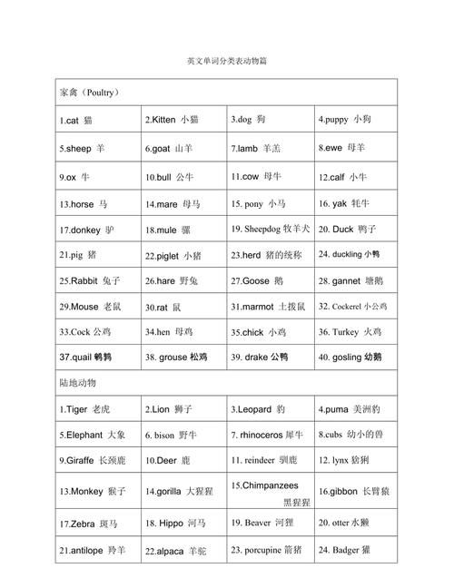 常见动物英语单词大全
,动物英语单词大全100个图2