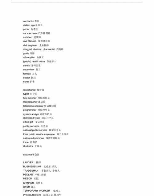 各种职业对应的英文
,各种职业的英文名称 高级版图4