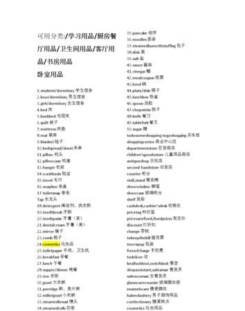 50个常见生活用品英语单词
,生活用品类的英语单词有哪些图1