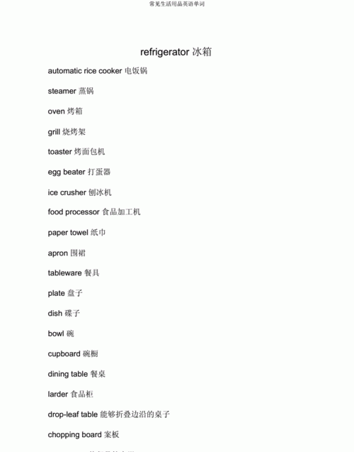 50个常见生活用品英语单词
,生活用品类的英语单词有哪些图2