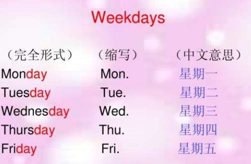 星期一到星期日的英文英语
,周一到周日的英文单词分别是什么图4