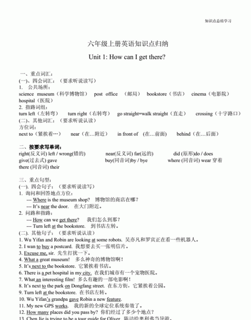 英语知识6年级
,六年级英语各单元知识点总结图3