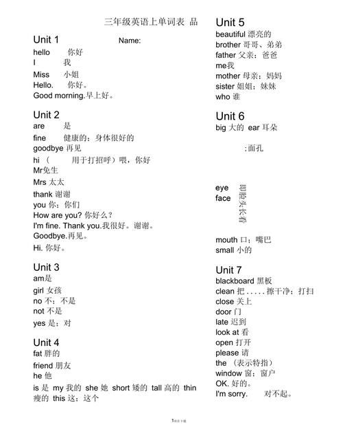 人教版小学英语单词表电子版