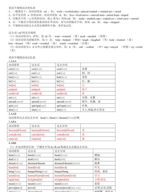 英语动词有哪些分类