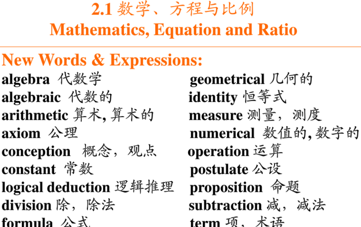 数学英语怎么说math