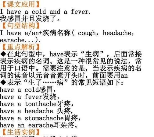 表达身体不适的英文