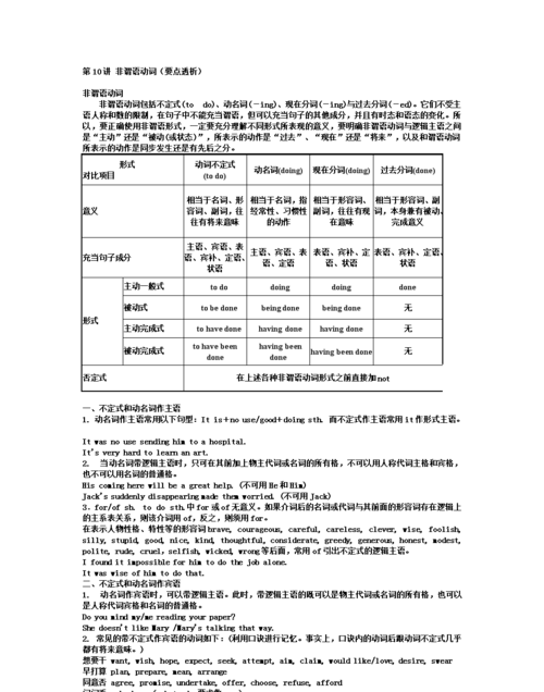 非谓语动词的三种形式及用法总结