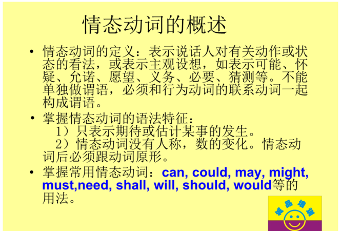 请完整的讲解一下情态动词的用法英语