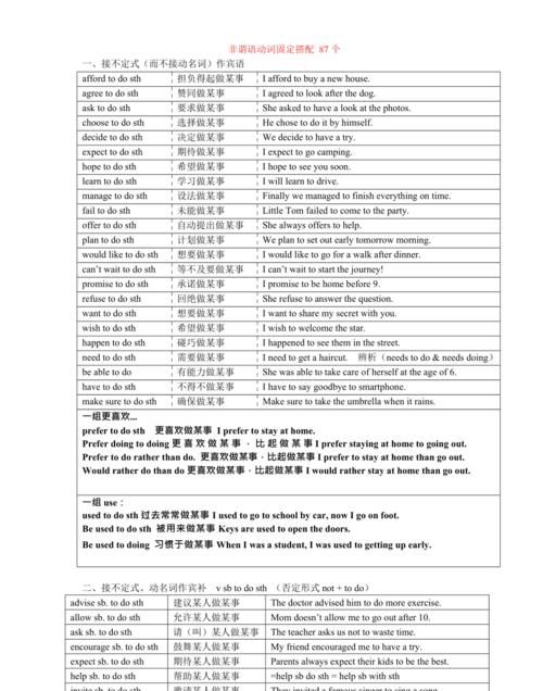 非谓语动词记忆口诀有哪些类型