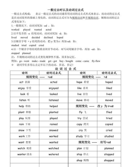 动词过去式变化规则